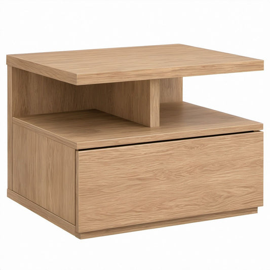 Mesa de Cabeceira Retangular em MDF Carvalho Natural 50 x 40 x 55 cm