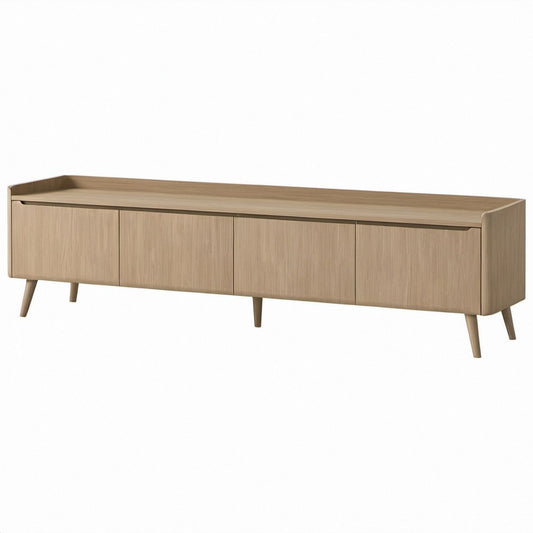 Móvel de TV em MDF Efeito Carvalho Claro com 4 Portas, 180 x 40 x 55 cm