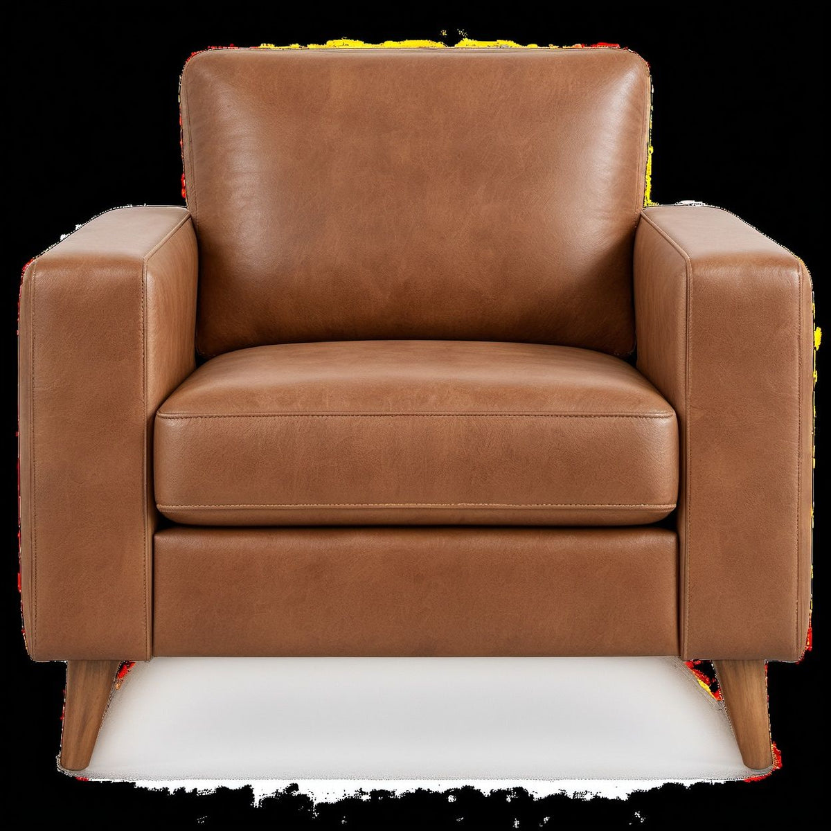 Poltrona Quadrada em Pele Sintética PU Castanha 90 x 88 x 85 cm