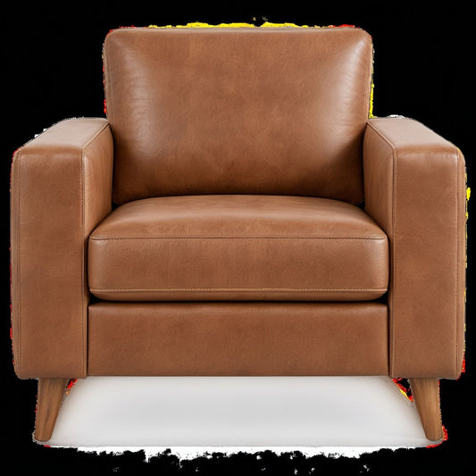 Poltrona Quadrada em Pele Sintética PU Castanha 90 x 88 x 85 cm