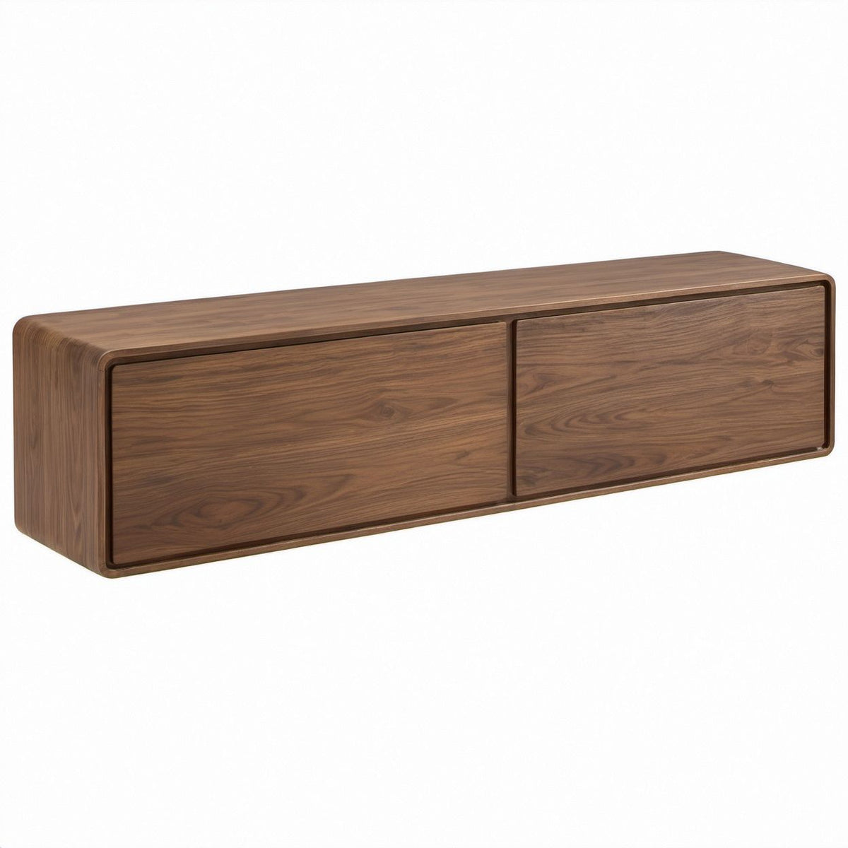 Móvel de TV Retangular em MDF com Folheado de Nogueira, Castanho Nogueira, 160 x 40 x 45 cm
